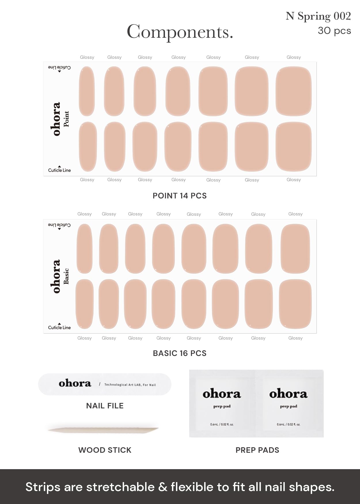 Ohora N Bare Peach vegan-friendly gel nail strips