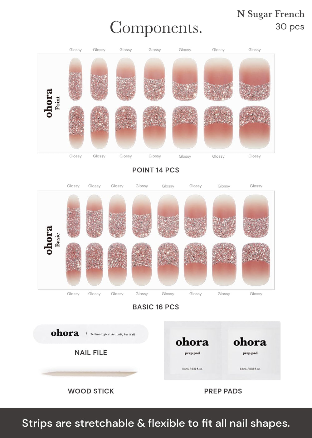 ohora N Sugar French Nude finished nails under UV lamp