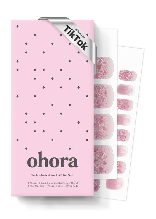 Ohora P Heart Glimmer Pedi Strip pack for at home salon quality nails.