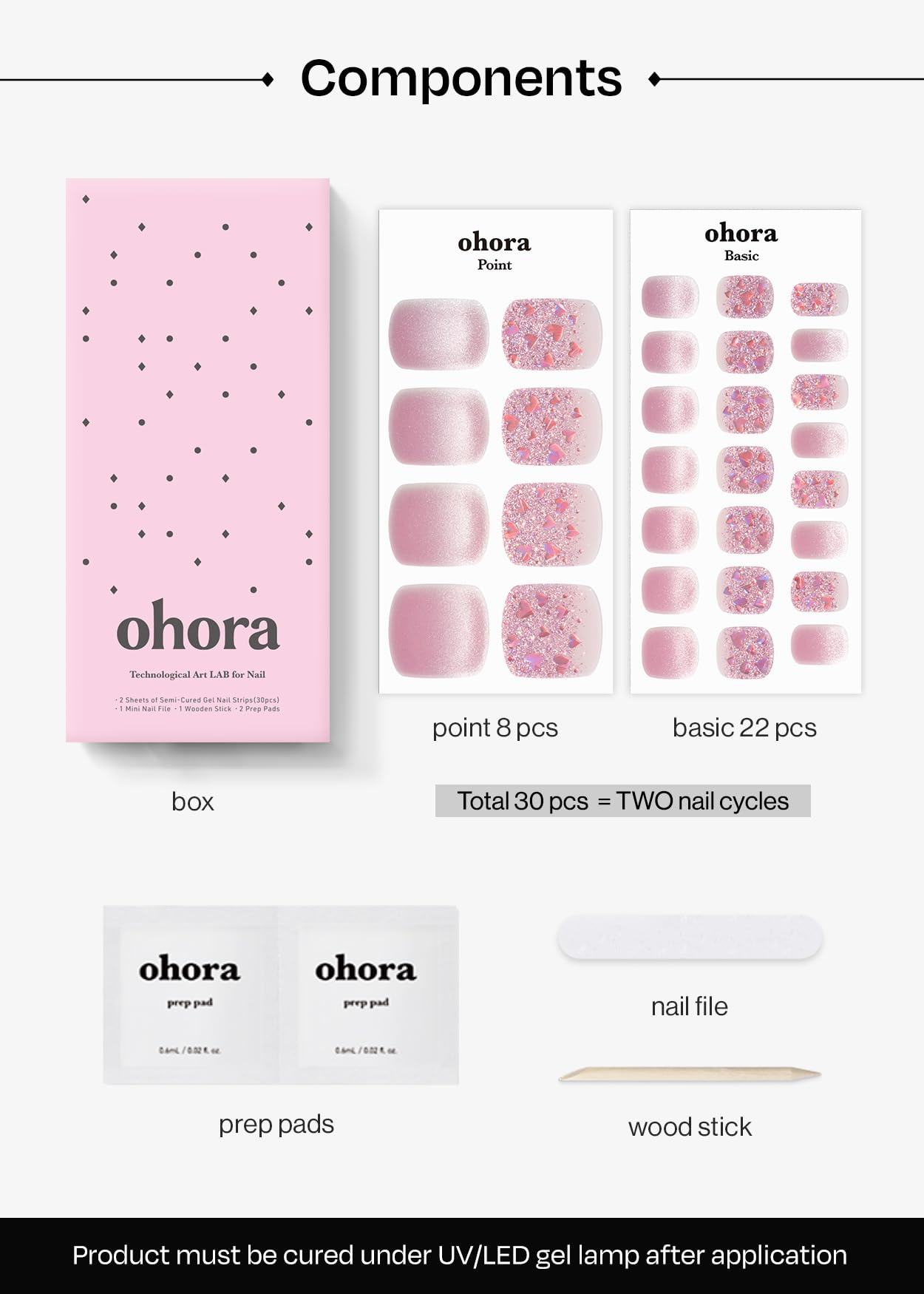 Ohora P Heart Glimmer wooden stick for precise removal and application.