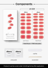 Ohora Peach Jelly nail strips with waterproof top layer for lasting wear.