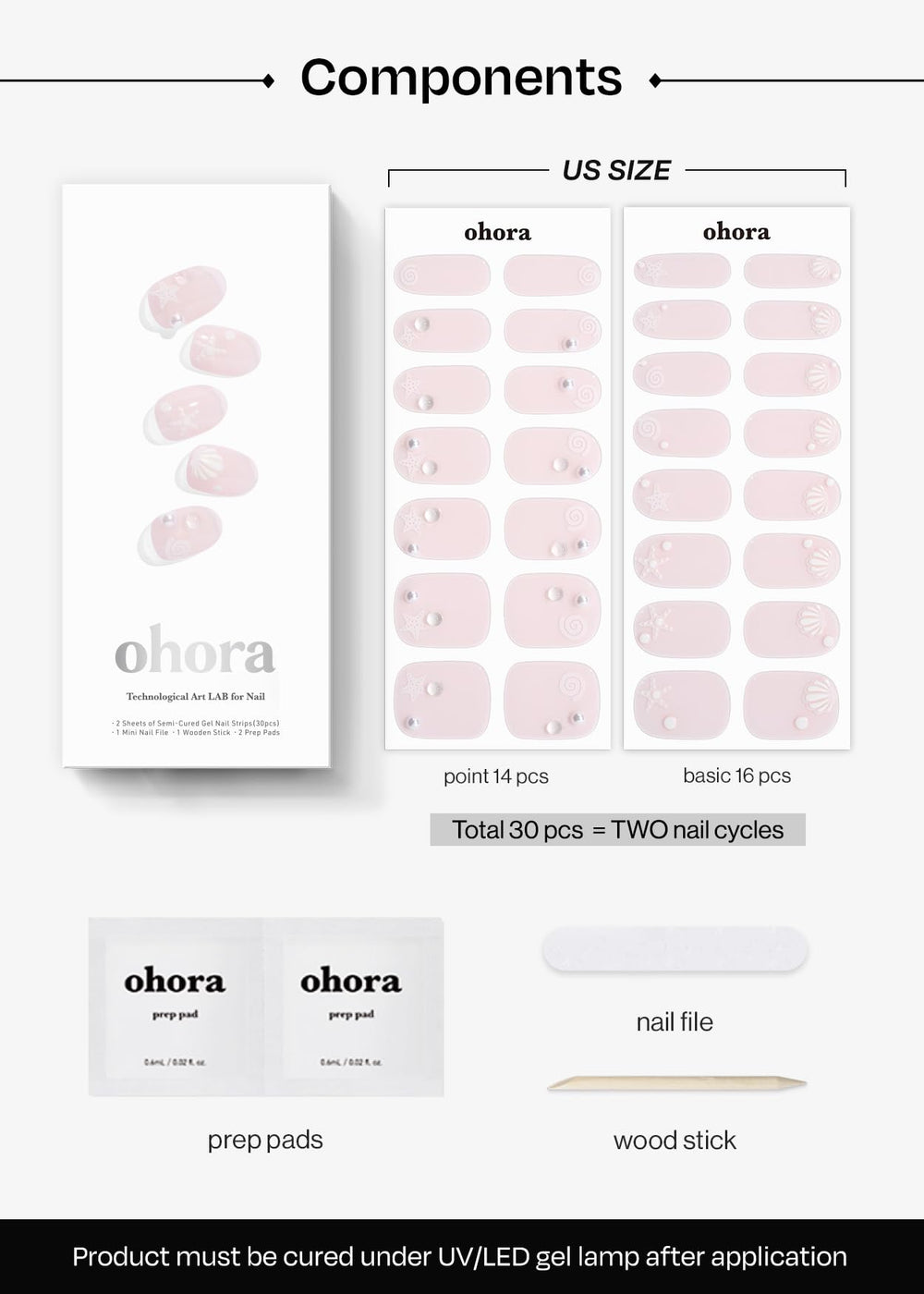 ohora Seashell Love glossy gel finish after cure on nails