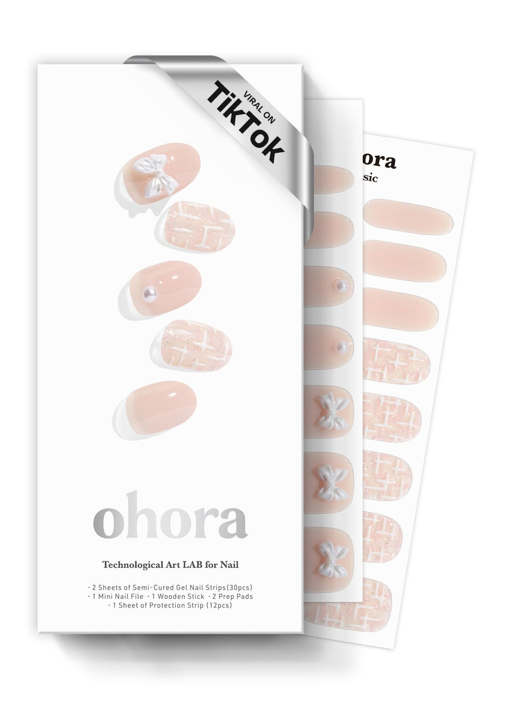 ohora semi cured gel nail strips Cherie Tweed pack for at-home pedi