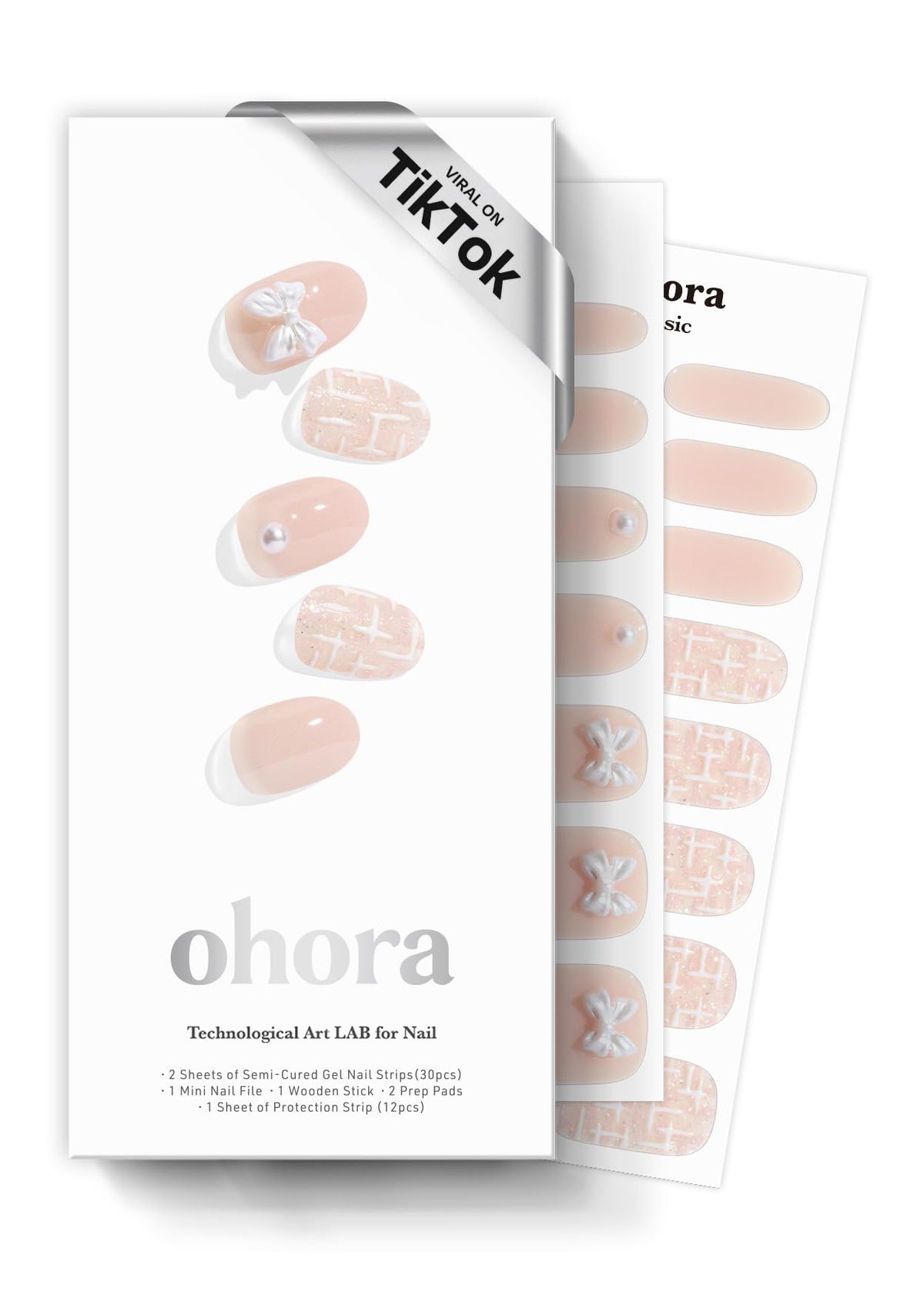 ohora semi cured gel nail strips Cherie Tweed pack for at-home pedi