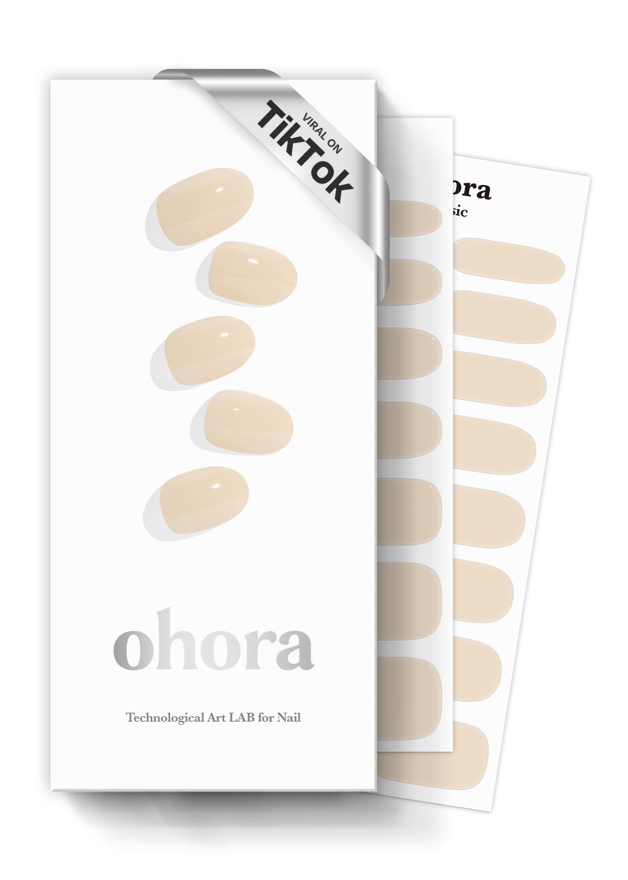 ohora semi-cured gel nail strips cream base nude wrap for a natural look