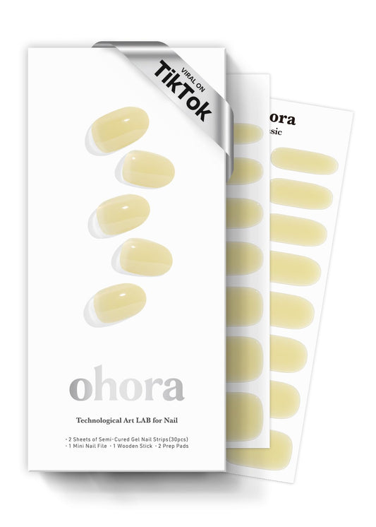 Ohora semi cured gel nail strips honey veil solid colors for salon-like at-home pedi.