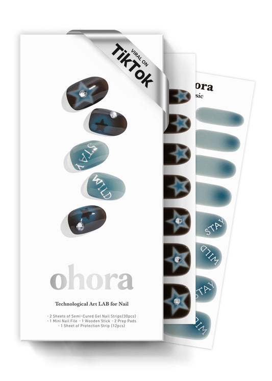ohora N Stay Wild gel nail strips front-of-pack display for at-home spa vibes.