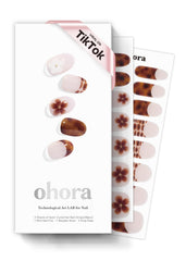 ohora semi cured gel nail strips N Tiki Tortoise box front for at-home kit