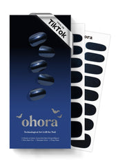ohora navy chrome gel nail strips pack shown for salon-quality nails at home