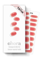 Ohora Peach Jelly box with semi-cured nail strips for home manicure.