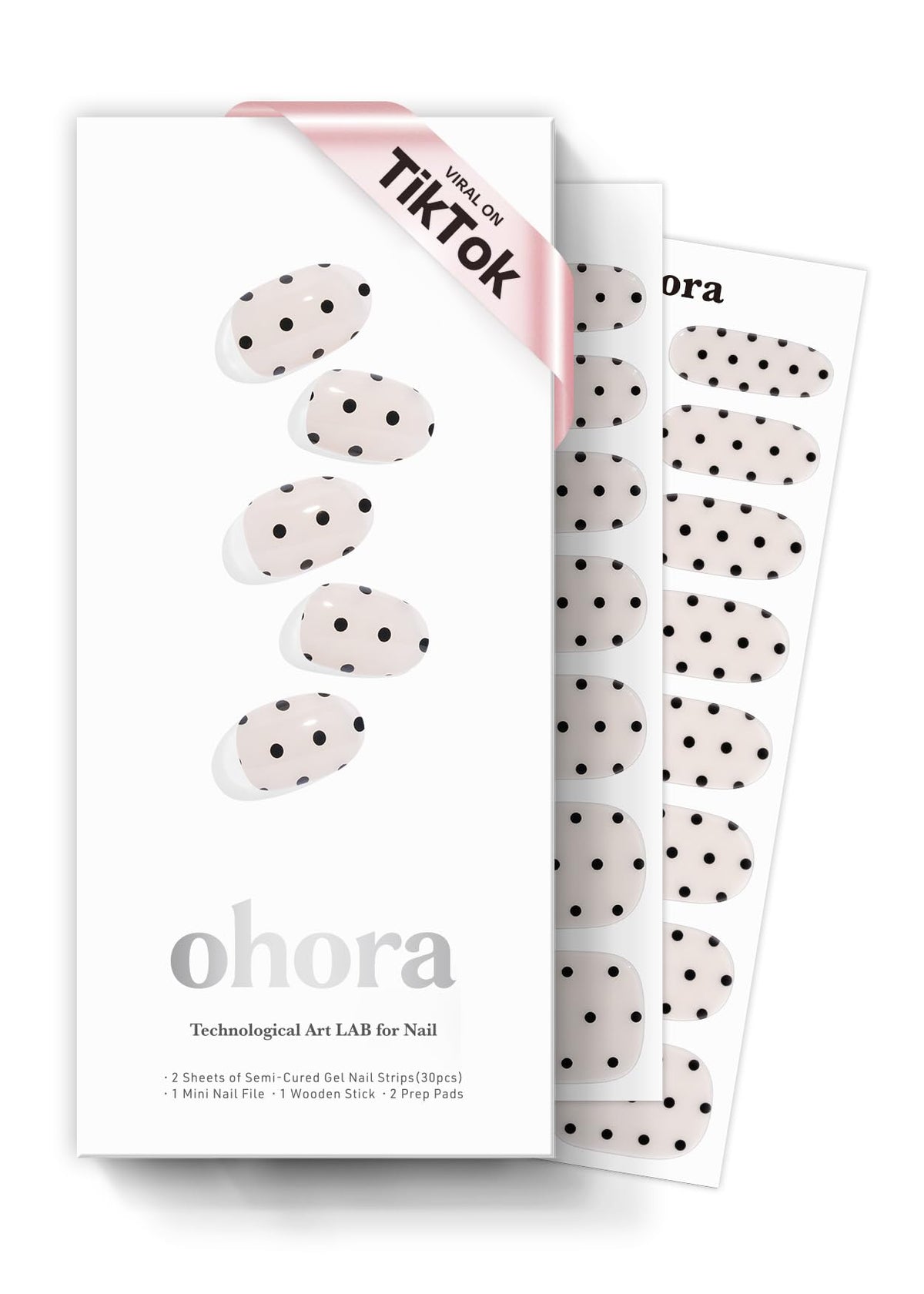 ohora polka noir gel nail strips box for salon-quality nails at home