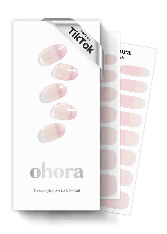 ohora semi-cured gel nail strips Romantic French pink pack for salon-like nails