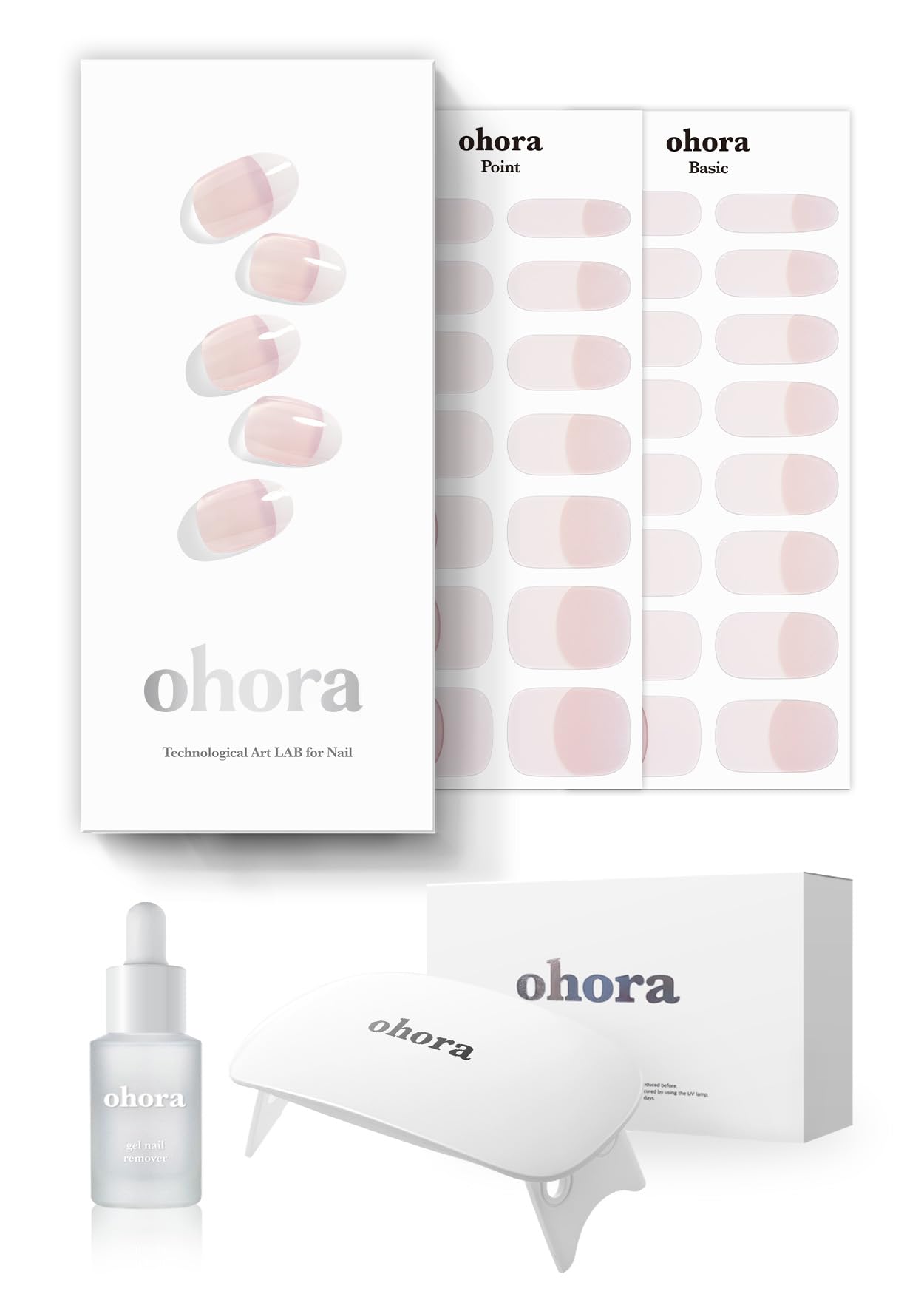 ohora semi-cured gel nail strips value set box: complete starter kit for at-home salon nails