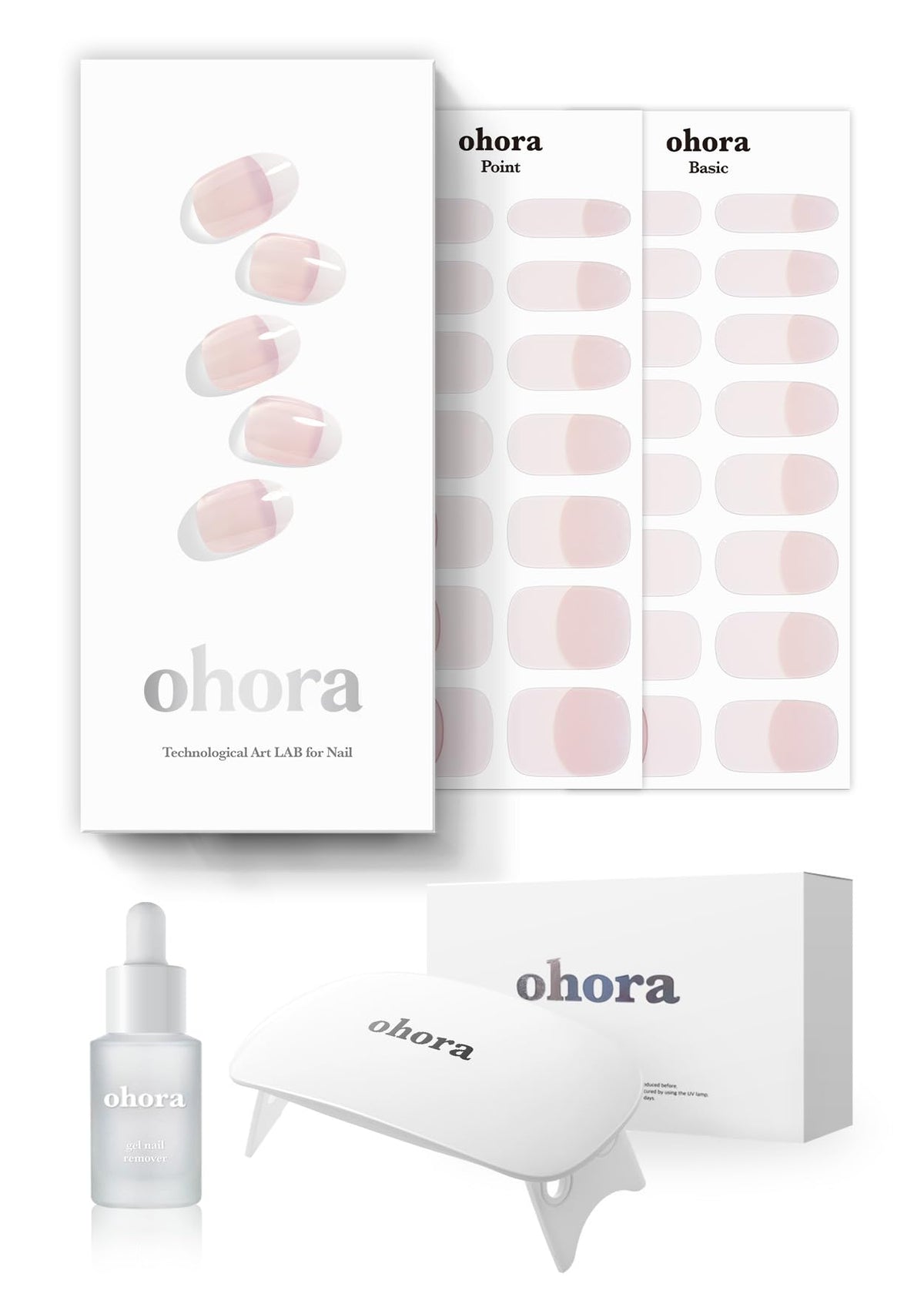 ohora semi-cured gel nail strips value set box: complete starter kit for at-home salon nails