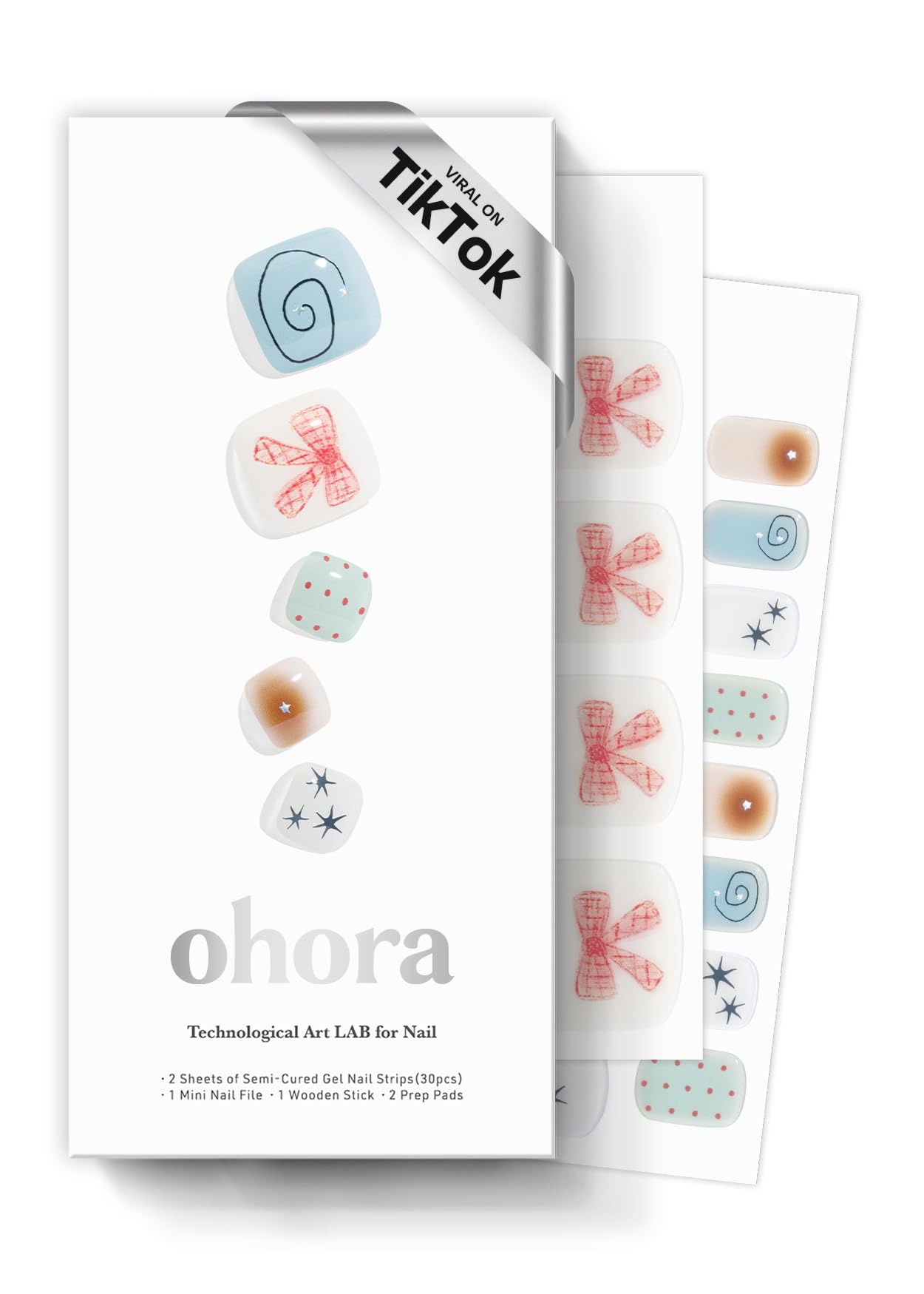 ohora Semi Cured Gel Pedi Strips box showing 30 wraps for at‑home salon quality