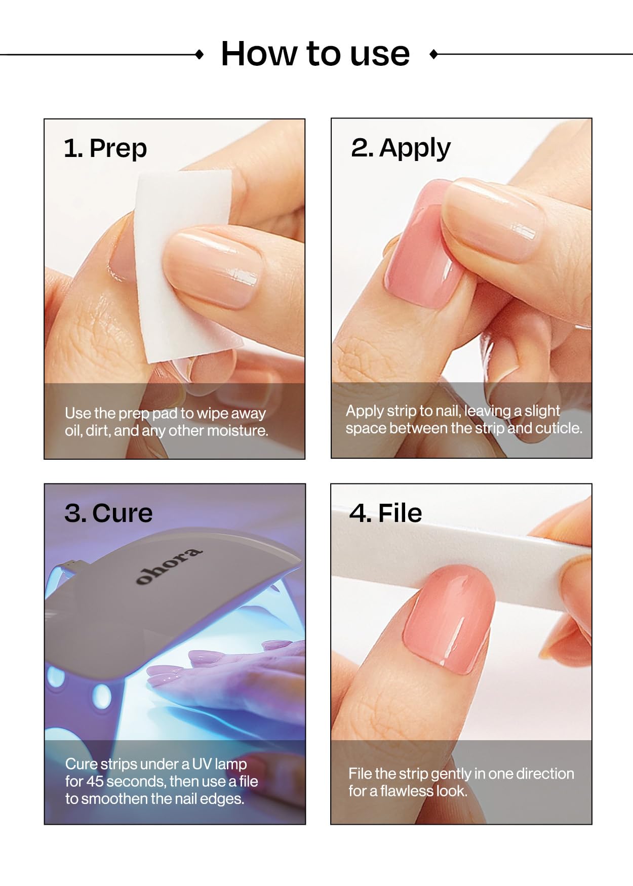Waterproof top gel layer supports up to two weeks of wear.