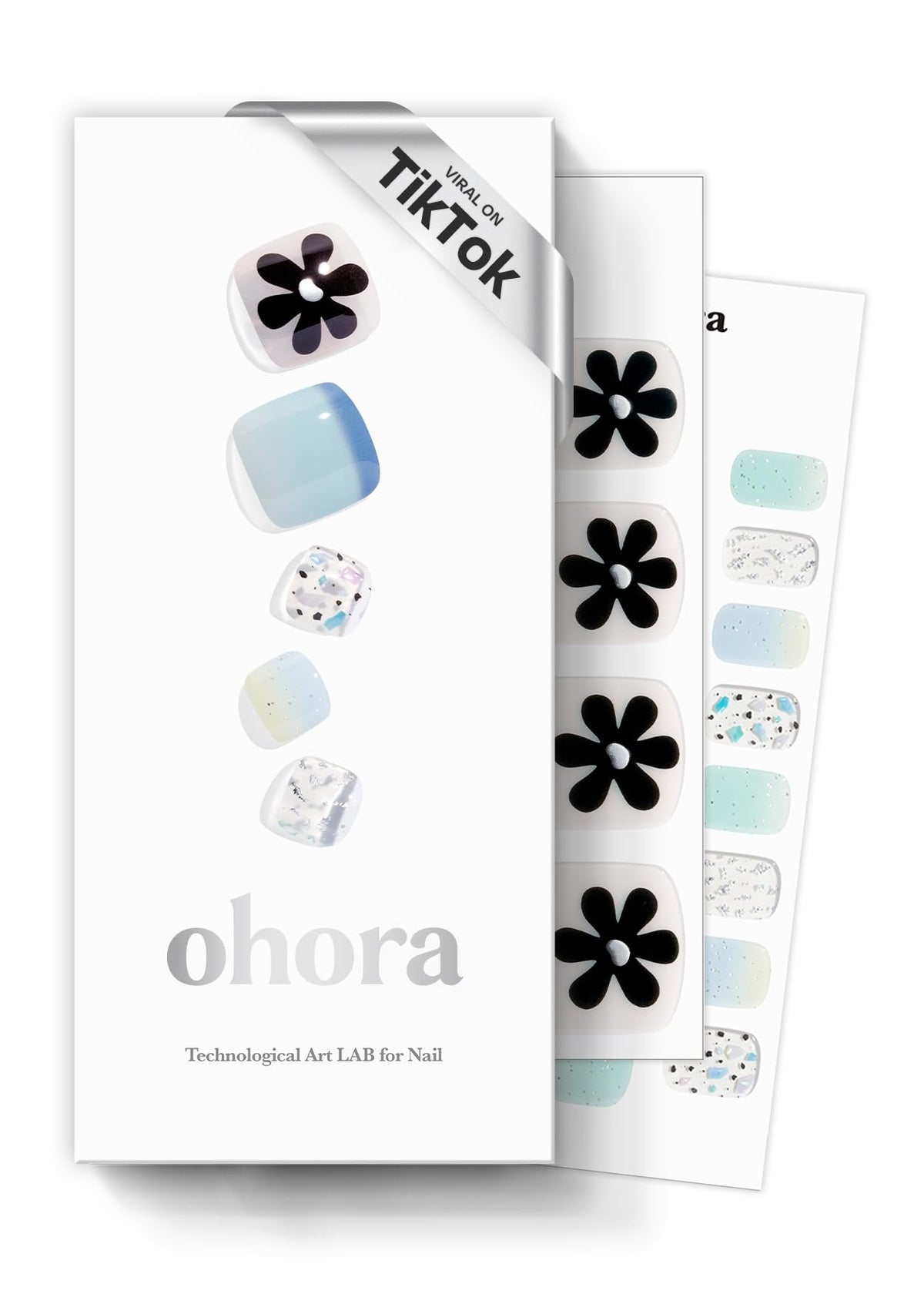 Ohora Semi Cured Gel Pedi Strips P Flowery Ocean pack—ready for at-home salon-quality nails.