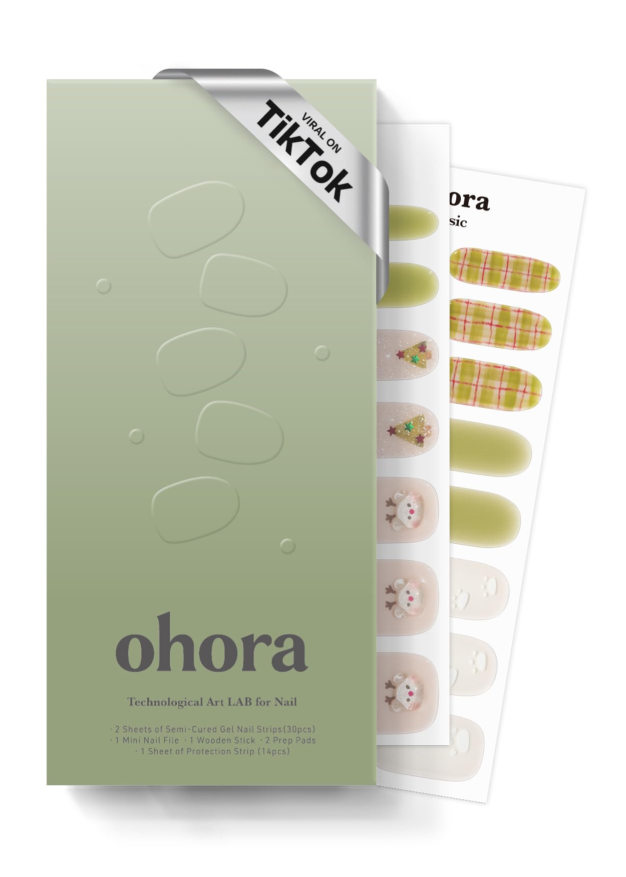 Ohora N Beary Merry box view shows the nail strip set for quick manicure.