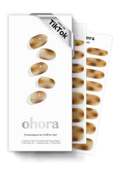 ohora Smoky Mocha box of semi cured nail strips for at-home manicure