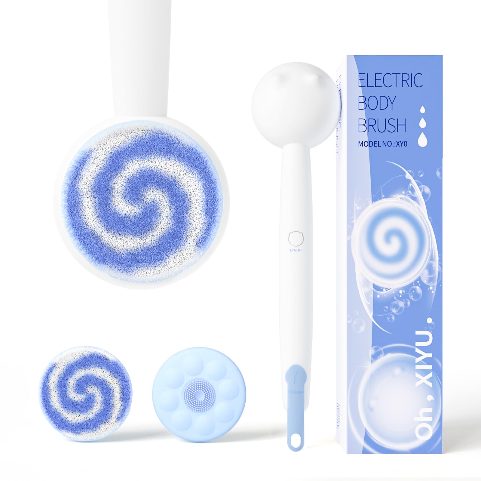 Oh,XIYU electric back scrubber with cat ears design for a playful premium shower experience.