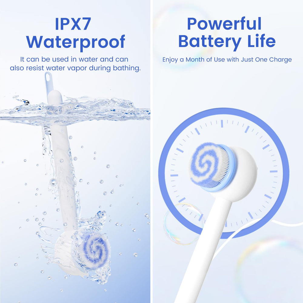 Oh,XIYU two-heads-for-body-care includes cleansing brush and lotion applicator.