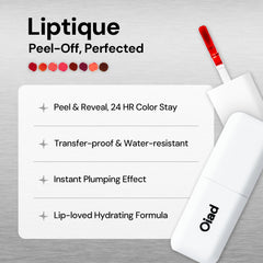 Oiad Liptique 24-hour pigmentation swatches reveal a vibrant tint.