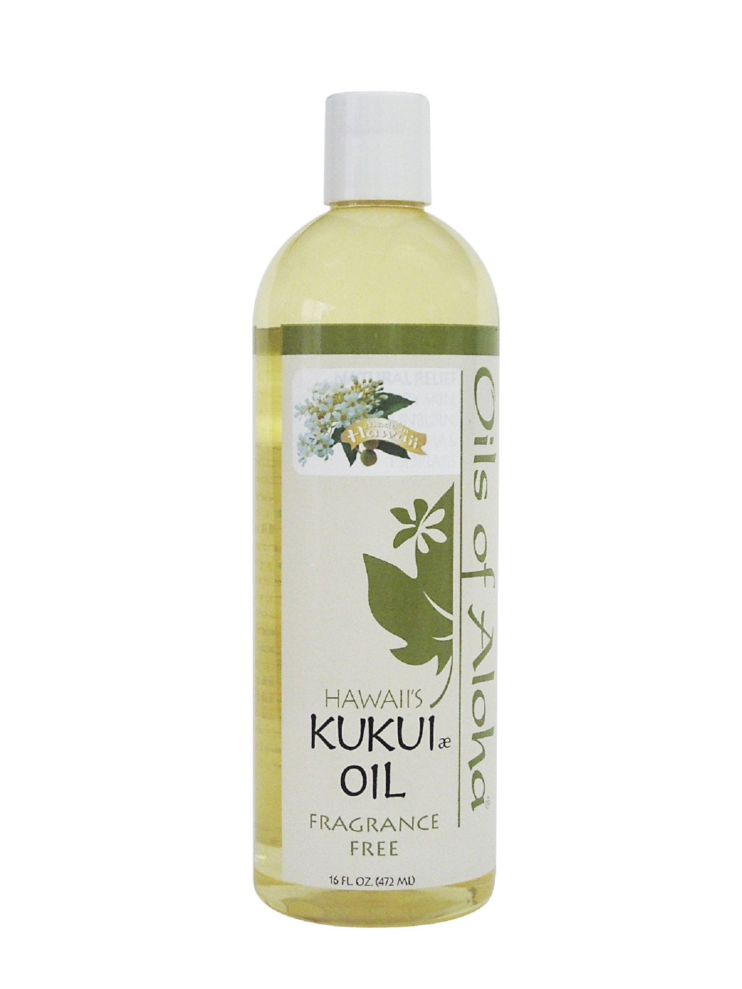 Oils of Aloha Kukui Nut Oil bottle pouring, quick absorption and silky finish.