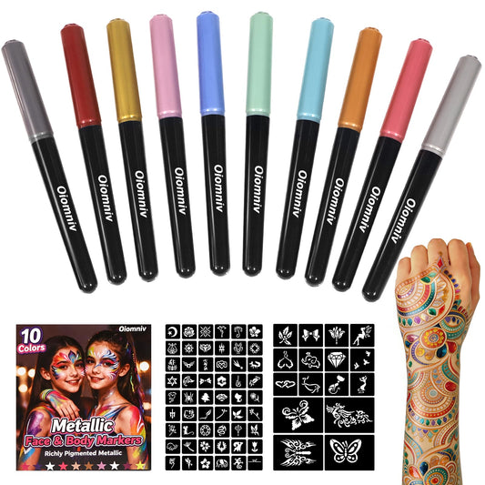 Oiomniv temporary tattoo markers set shown in product display for creative planning.