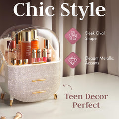 Oizeir large cosmetic organizer with diamond design provides ample storage.