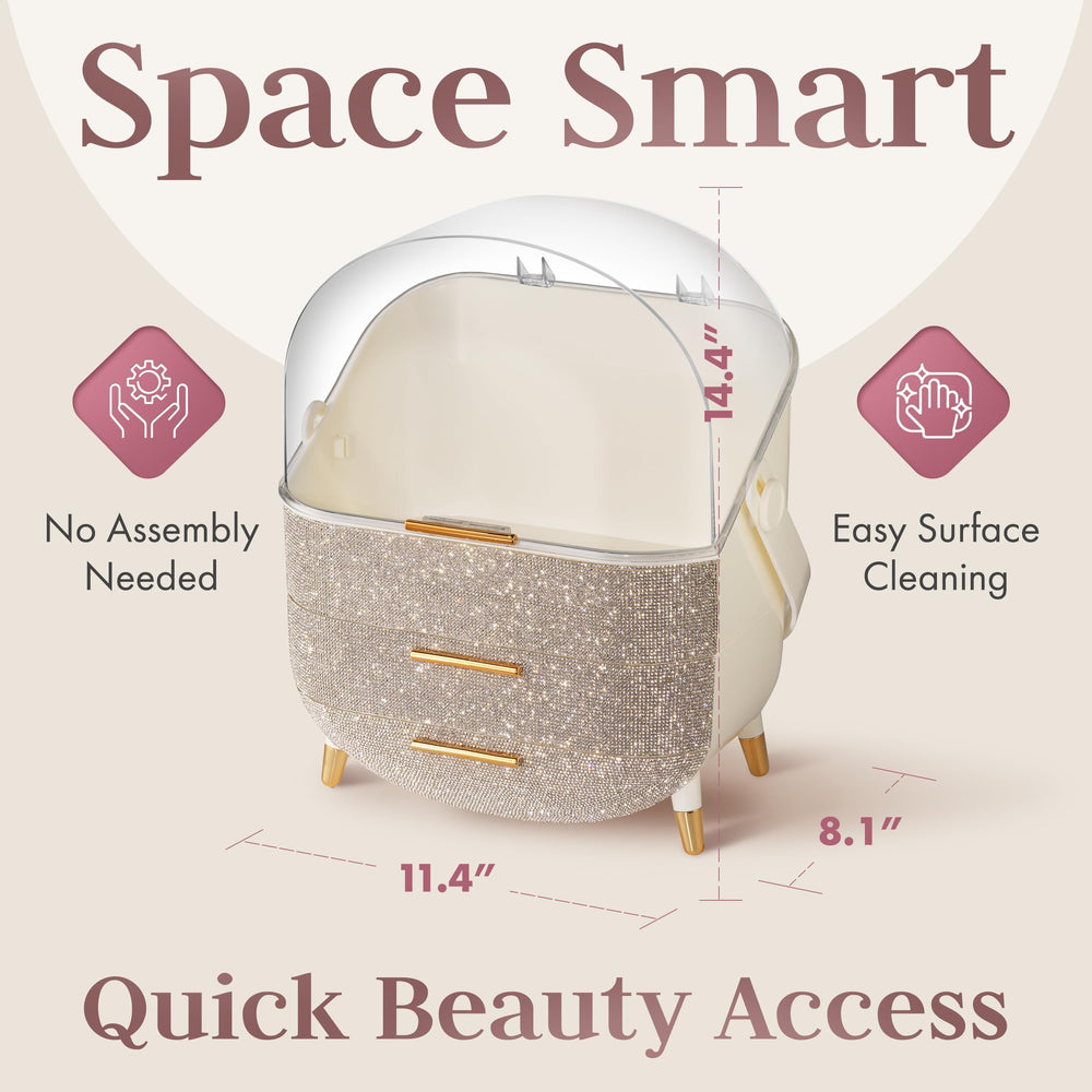 Oizeir storage drawers offer deep compartments for brushes and skincare.