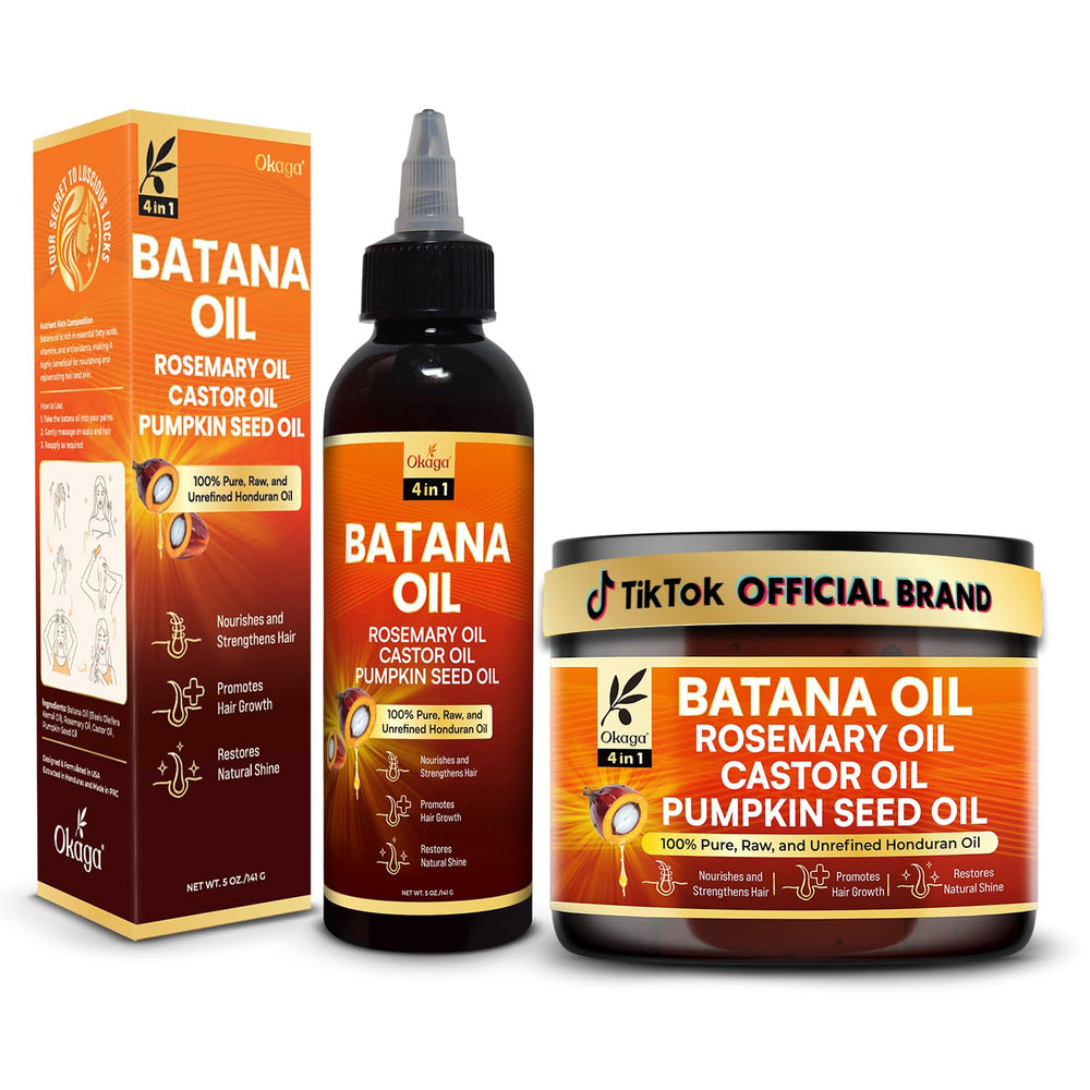 Okaga Batana Oil bottle for daily scalp care and natural shine.