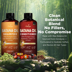 Okaga Batana Oil Conditioner bottle emphasizes hydration and smoothness without weight or residue.