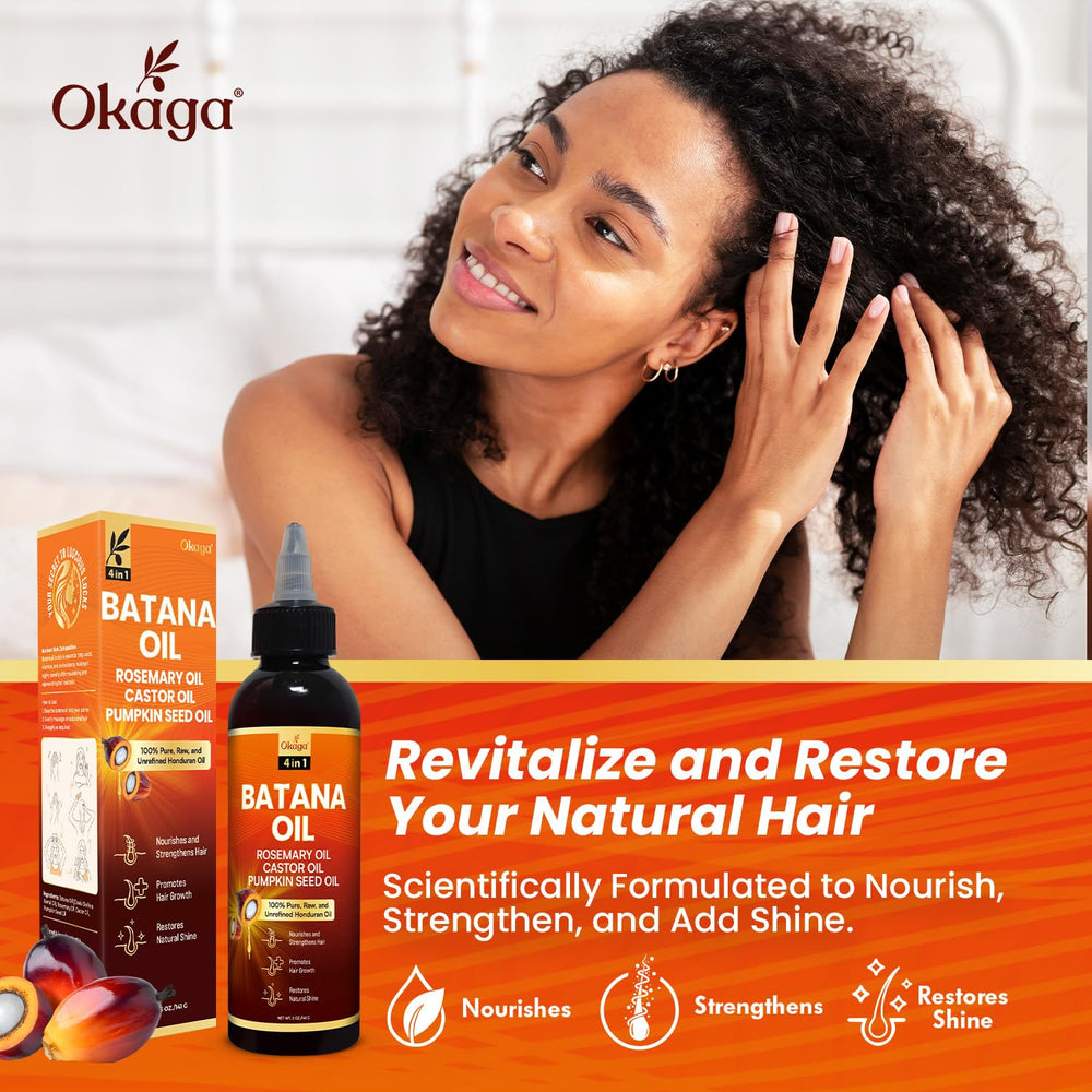 Okaga Batana Oil creates glossy strands with rosemary and pumpkin seed blend