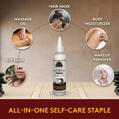 OKAY coconut oil adds a soft glow and nourishes skin and hair