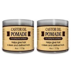 OKAY MEN castor oil pomade packaging shows a 4 oz jar for convenient styling.