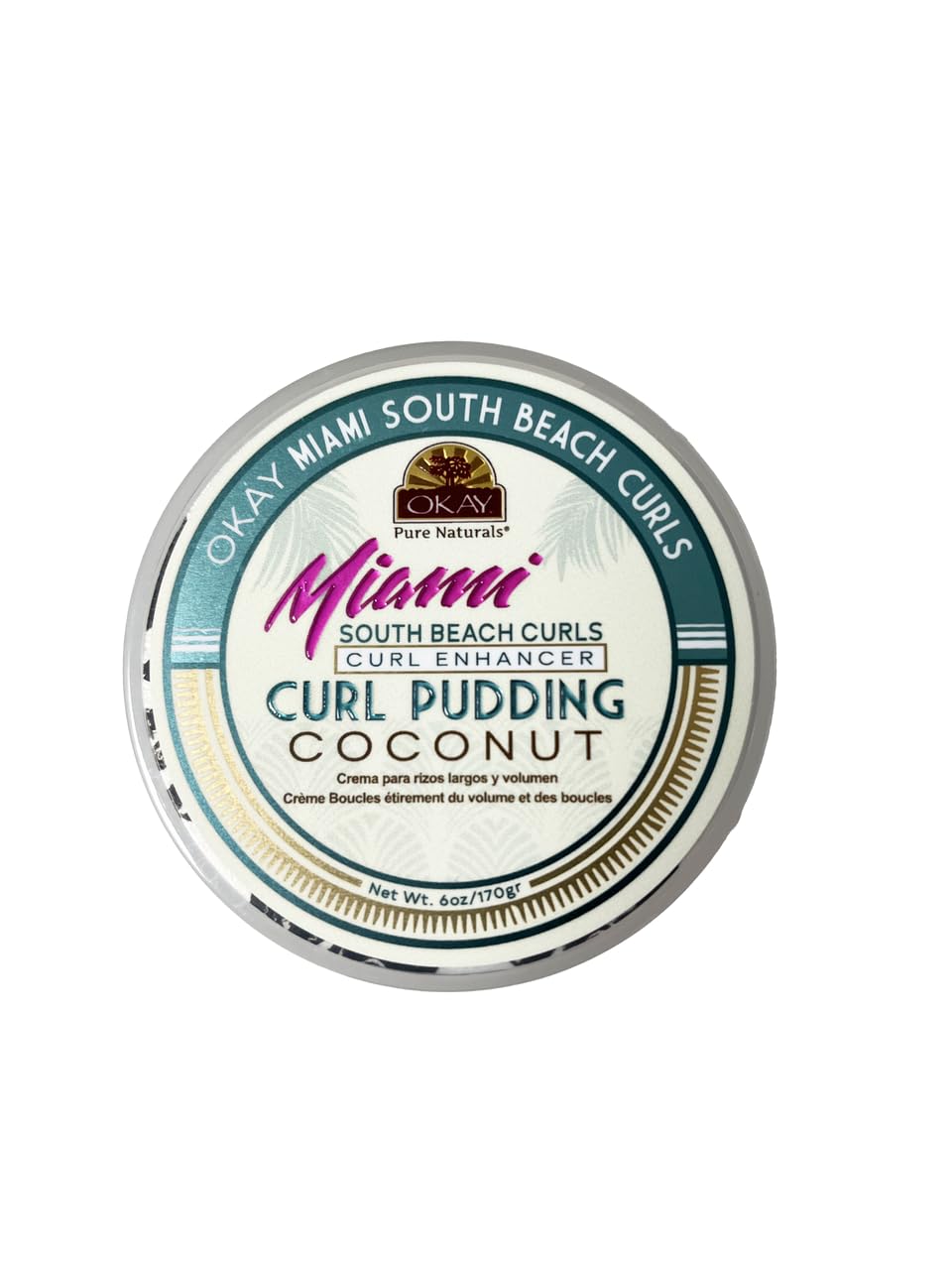 OKAY Miami South Beach Curl Pudding jar with glossy, hydrated appearance.