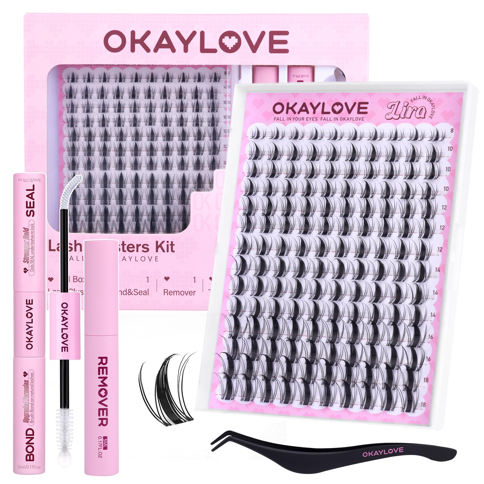 OKAYLOVE LIRA lash clusters with spikes close-up showing airy, glossy definition for daily wear.