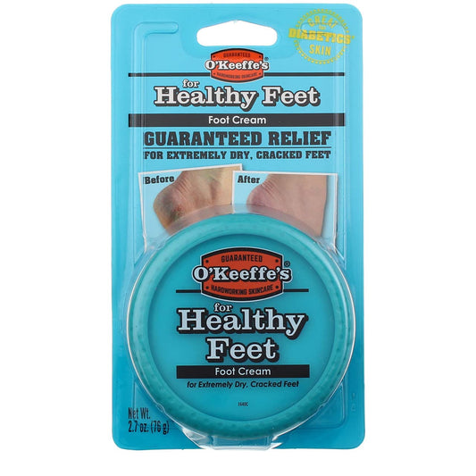 Close-up of O'Keeffe's Healthy Feet cream texture showing rich hydration