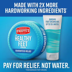 Packaging of O'Keeffe's Healthy Feet cream with clear branding