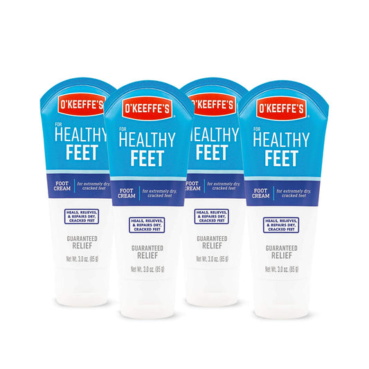 O'Keeffe's Healthy Feet 4-pack front view, soothing moisture for dry feet