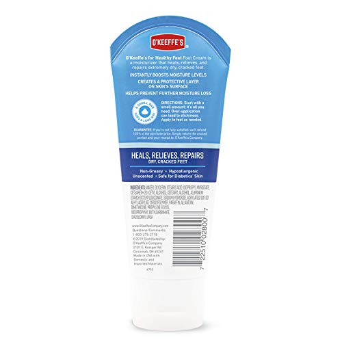 O'Keeffe's Healthy Feet tube closeup label highlighting rich hydration.