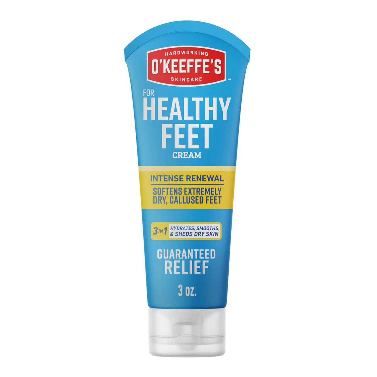 O'Keeffe's Healthy Feet Intense Renewal Cream bottle showing quick hydration and renewal