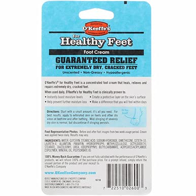 Non-greasy absorption of O'Keeffe's Healthy Feet supports daily care
