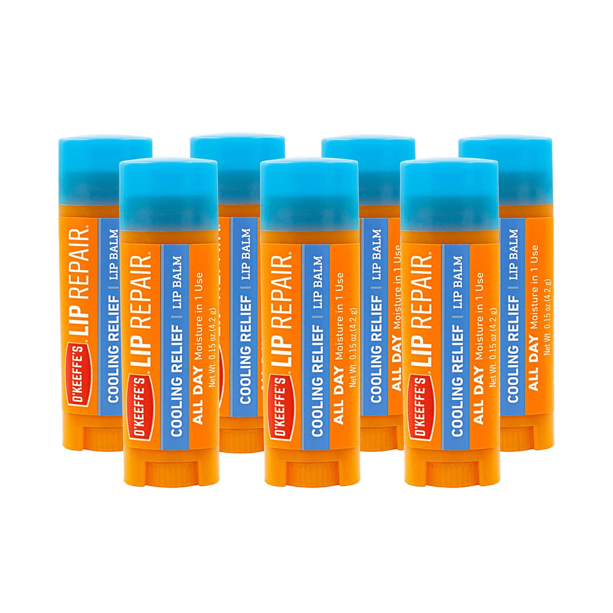 O'Keeffe's Lip Repair cooling balm applying to lips for instant hydration.