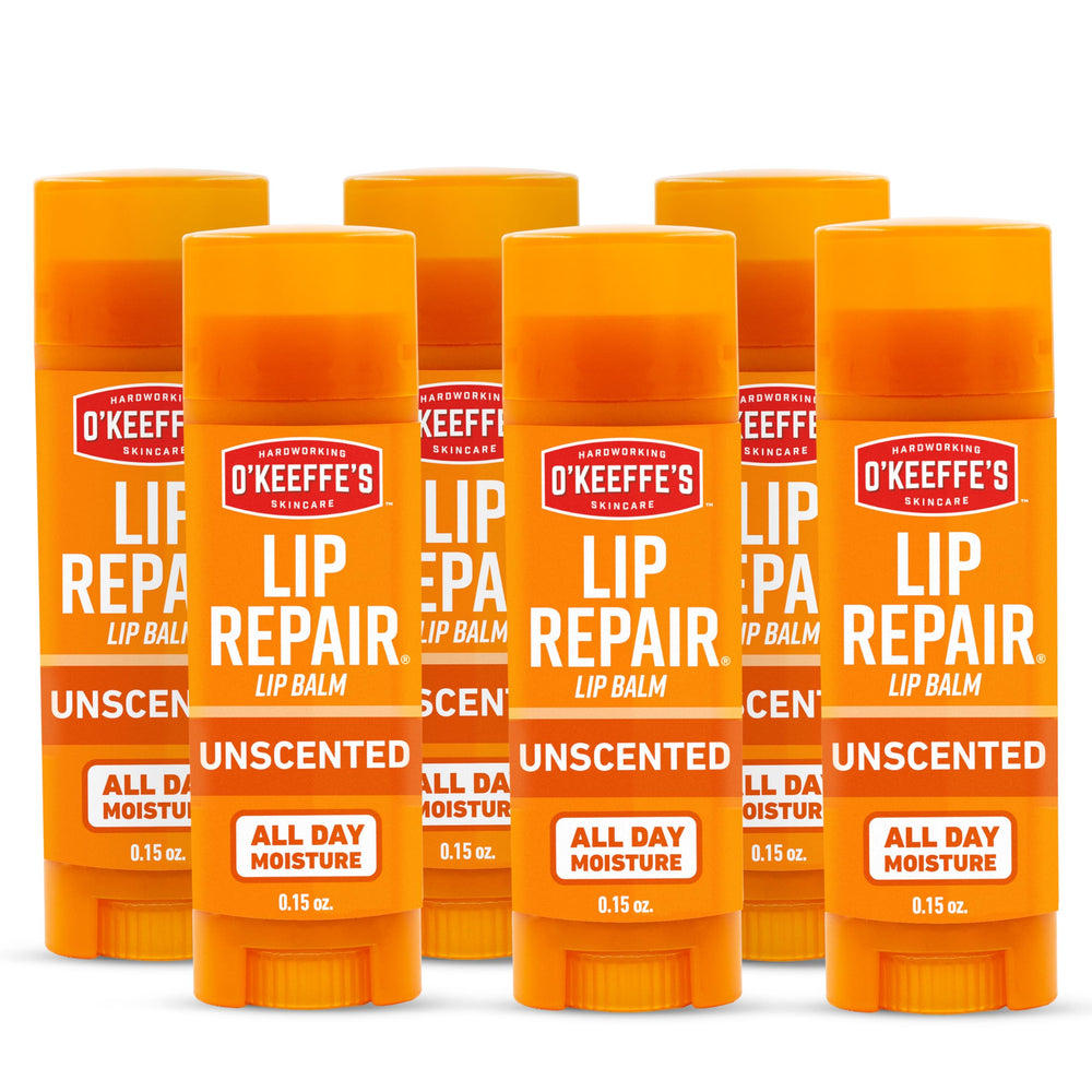 O'Keeffe's Lip Repair stick closeup showing creamy texture for instant relief