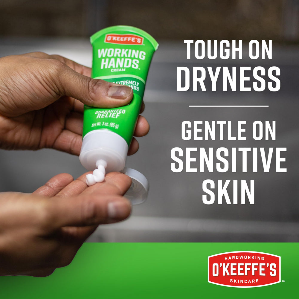 O'Keeffe's Working Hands cream forming a protective barrier on skin.