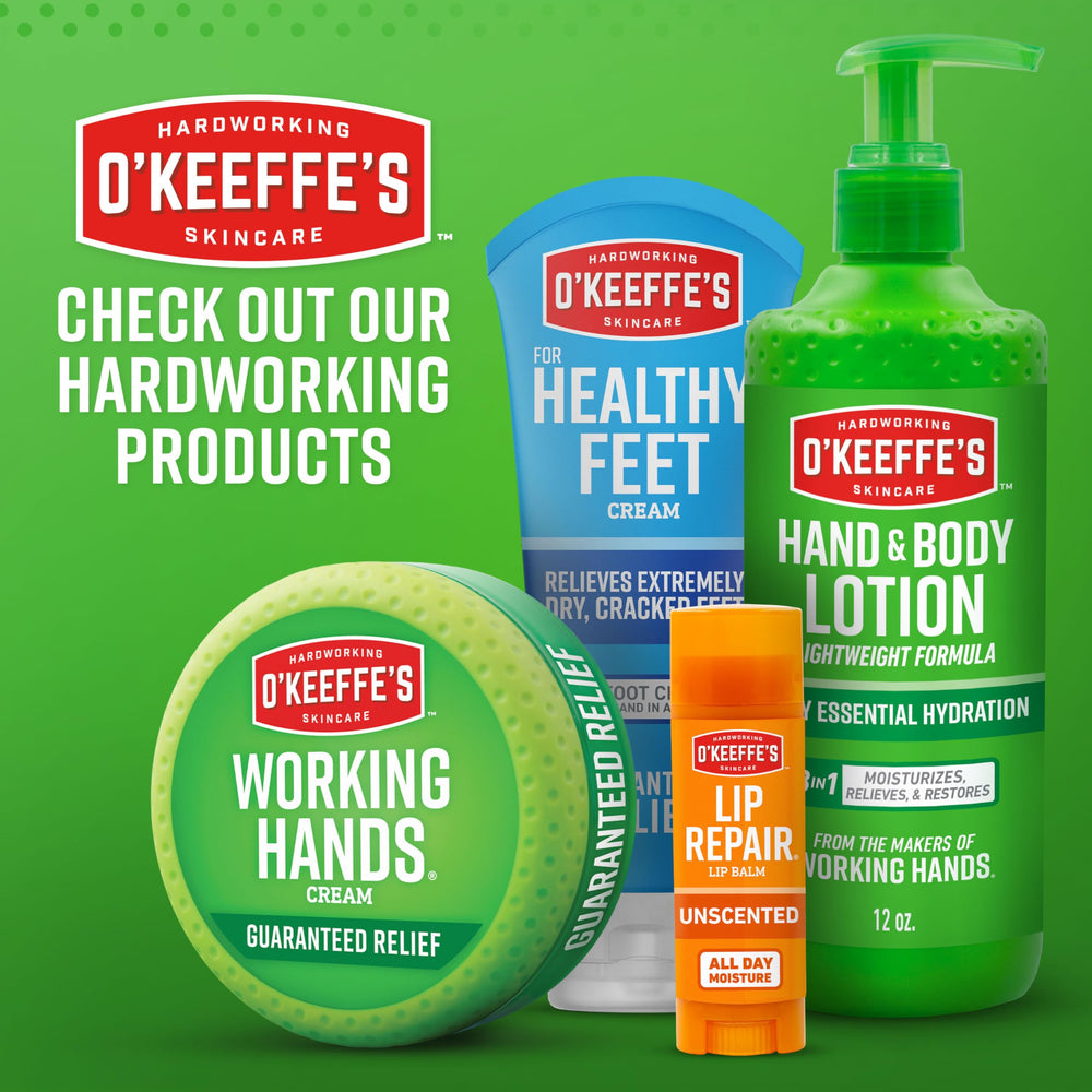 Daily routine with O'Keeffe's Working Hands for dry skin relief.