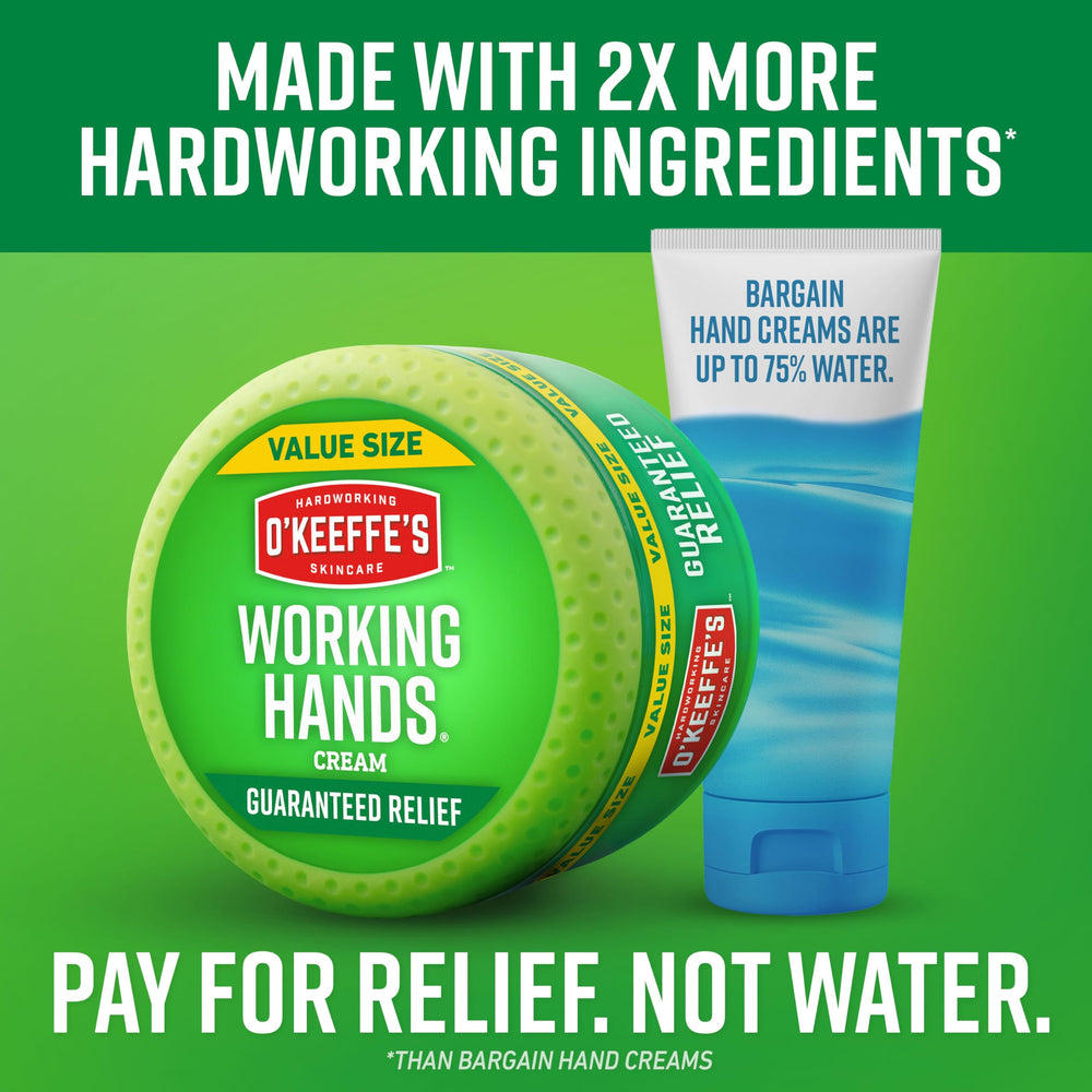 O'Keeffe's Working Hands label close-up highlighting unscented formula