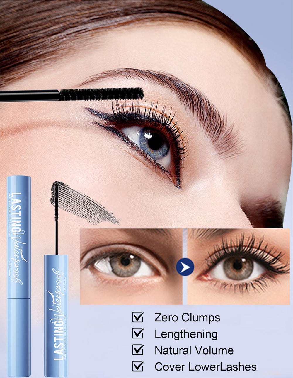 Okerker mascara on fine short lashes delivers natural definition and separation