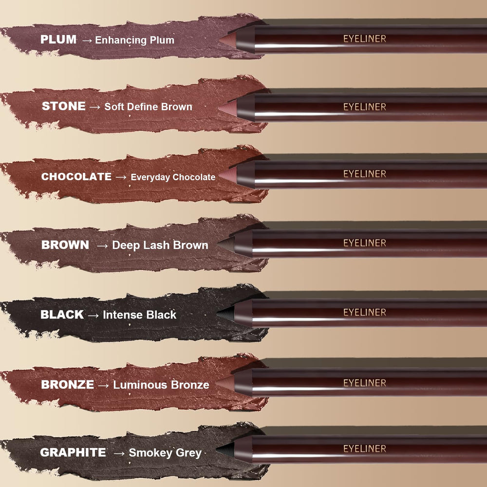 Built-in sharpener keeps a precise point on the Okerker Plum&Chocolate liner.
